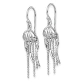 Sterling Silver Rhodium-plated Polished Moveable Jellyfish Dangle Earrings